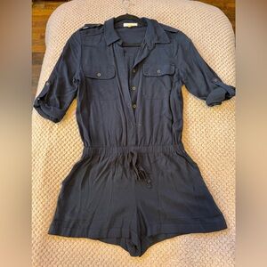 Navy Button-Up Romper